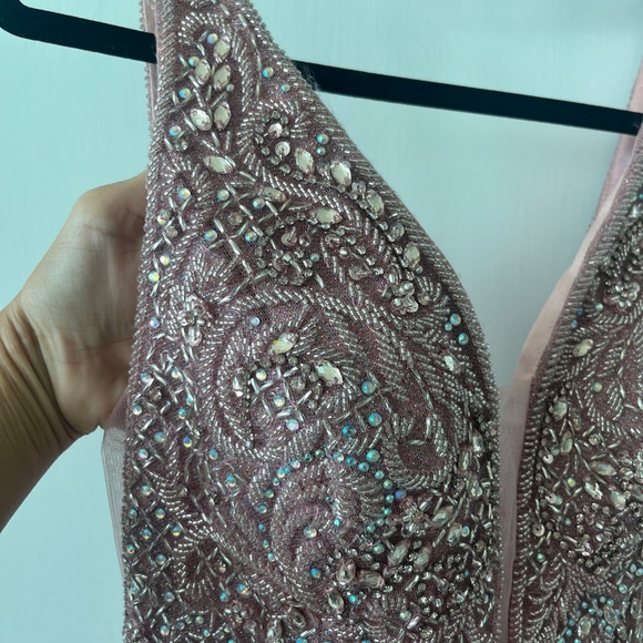 Coya Collection Hand-Beaded Glitter Ball Gown XS – Rose Gold Elegance ✨ - Picture 6 of 15